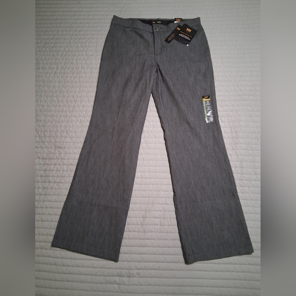 Lee Flex Motion Trouser Pants Mid Rise Regular Fit Dark Gray Women's Size 12 NWT - Picture 2 of 13
